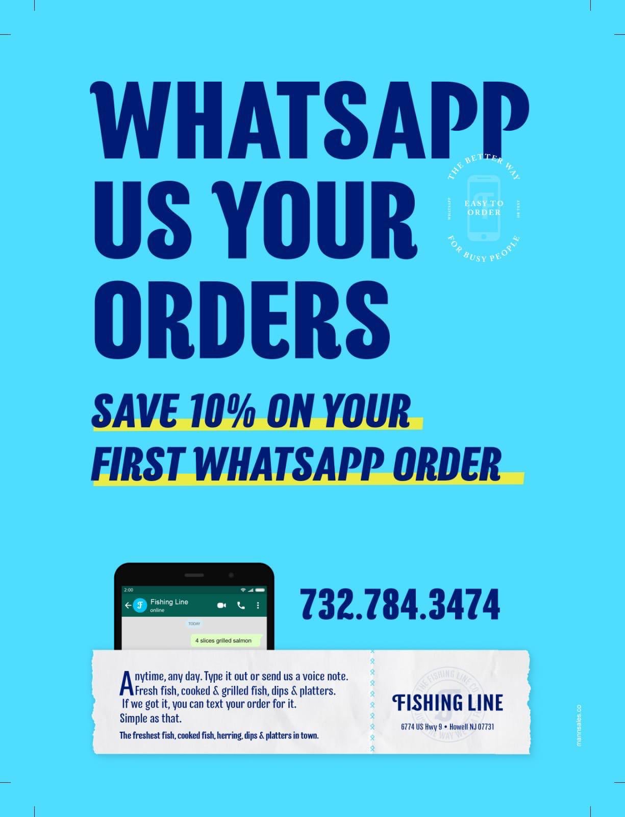 The Lakewood Scoop on X: Ad: A new easy way to place your orders at Fishing  Line - get 10% off your first Whatsapp order!  / X