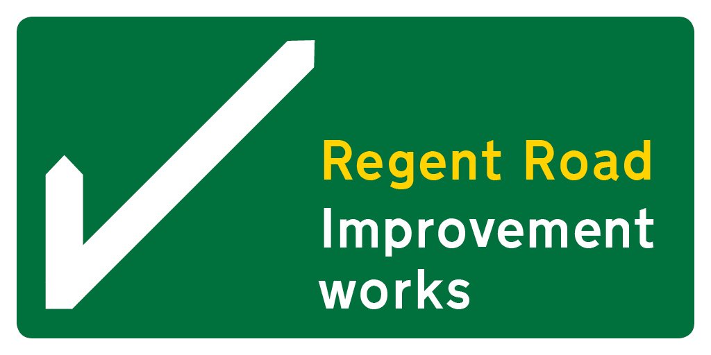 BeeNetwork's tweet photo. On going roadworks have reduced Regent Road to one lane. 

Can you:
🚗 Allow extra travel time

🕑 Make your journey at a different time?

🚶 Cycle, walk or use public transport? 

Check out our travel advice: https://t.co/3FZg7tiWTp https://t.co/YMd55oZSST