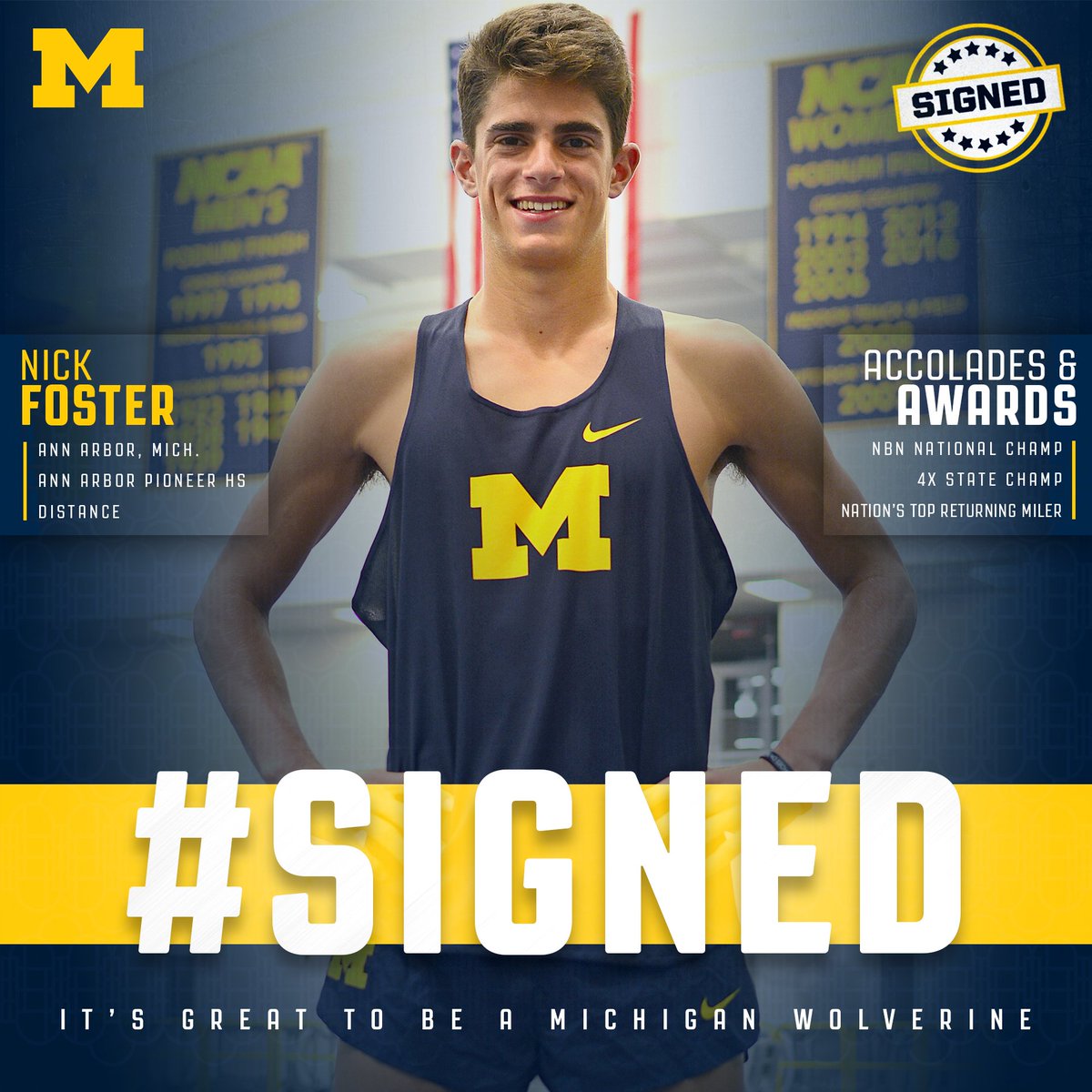 UMichTrack's tweet photo. Led by Nick Foster (@nickpfoster33) and bolstered by the likes of Thomas Shilgalis (@ThomasShilgalis) &amp; Tommy Brady, the Michigan men's recruiting class (US HS only) is ranked #5 nationally by @milesplit

MORE: https://t.co/zws2BGl8wK https://t.co/iNyDrPjsoS
