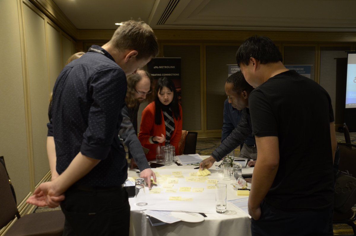 htamTO's tweet photo. Lots of fun helping make the #RIDEolution workshop and conference panels come to life! Drop by the @Metrolinx booth before 3pm to see the ideas we came up with! Let's get more human experience design into #transit planning! #CUTAyyz @canadiantransit #transitshow https://t.co/6qYWK0jl5p