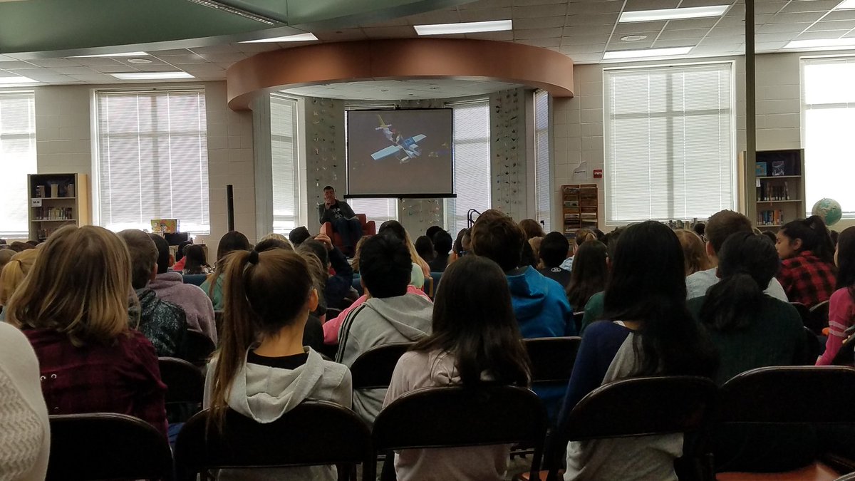 Iowa46's tweet photo. Scullen 6th graders loved meeting author Trent Reedy last week. Super fun presentation! Thanks Scholastic ! @ScullenSharks #scullenstrong @Scholastic #futuready204 https://t.co/OakrmPYetG
