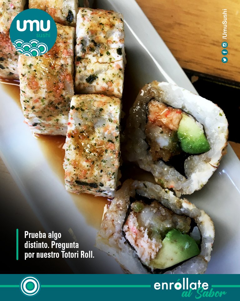 UmuSushi's tweet photo. El Totori roll es un rico rollo con queso crema, furikake de salmón y un toque de salsa de anguila. 
#UmuSushi #Sushi #EnróllateAlSabor #FelizMartes https://t.co/qCw8WKWHaN