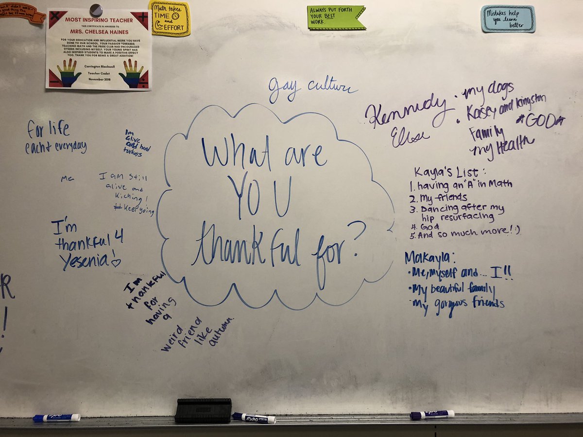 MsColeburn's tweet photo. What are YOU thankful for? I think Math Studies (Y1) is thankful for food! 🥘 #IBeMathStudying https://t.co/uceBIi2E8N
