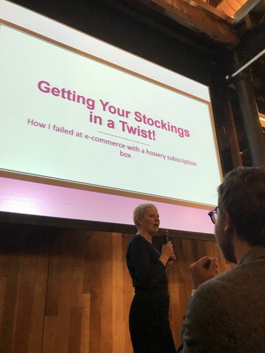 FUN_LDN's tweet image. Our next speaker is @ChristineFixer , making it clear that the devil really is in the detail, especially when it comes to e-commerce… And stockings. #FuckUpNightLDN