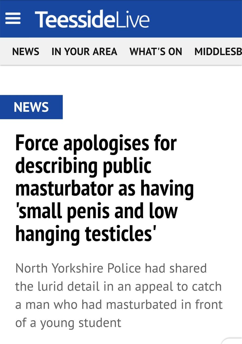 theJeremyVine's tweet photo. Why have North Yorkshire Police apologised for putting out this description? If they are regretting the upset it caused the flasher, then that is grotesque. 
It also might ensure he can be recognised if he strikes again https://t.co/Jh2qnGmrVJ