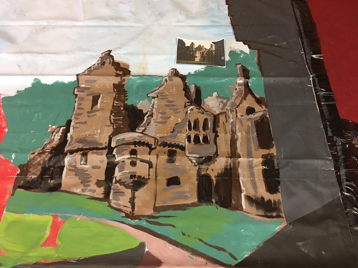 NavajoBirdsong's tweet photo. #backcloth starting to ping with texture n tones added.. will put trees in front of #earlspslave etc too to help give depth to landscape... https://t.co/bDNRA9tgiG