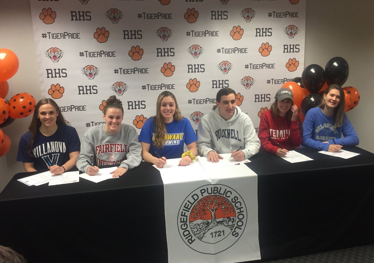 RidgefieldAD's tweet photo. Congratulations to our Tigers signing their NLIs and Commitment Letters today!

Anna Turner, Jenna Budicini, Jenna Leonard, Dan Parson, Maeve Tobin &amp; Lexie Skor!
#ctswim #ctglax #ctlax #ctrowing https://t.co/E7eE5nTBC0