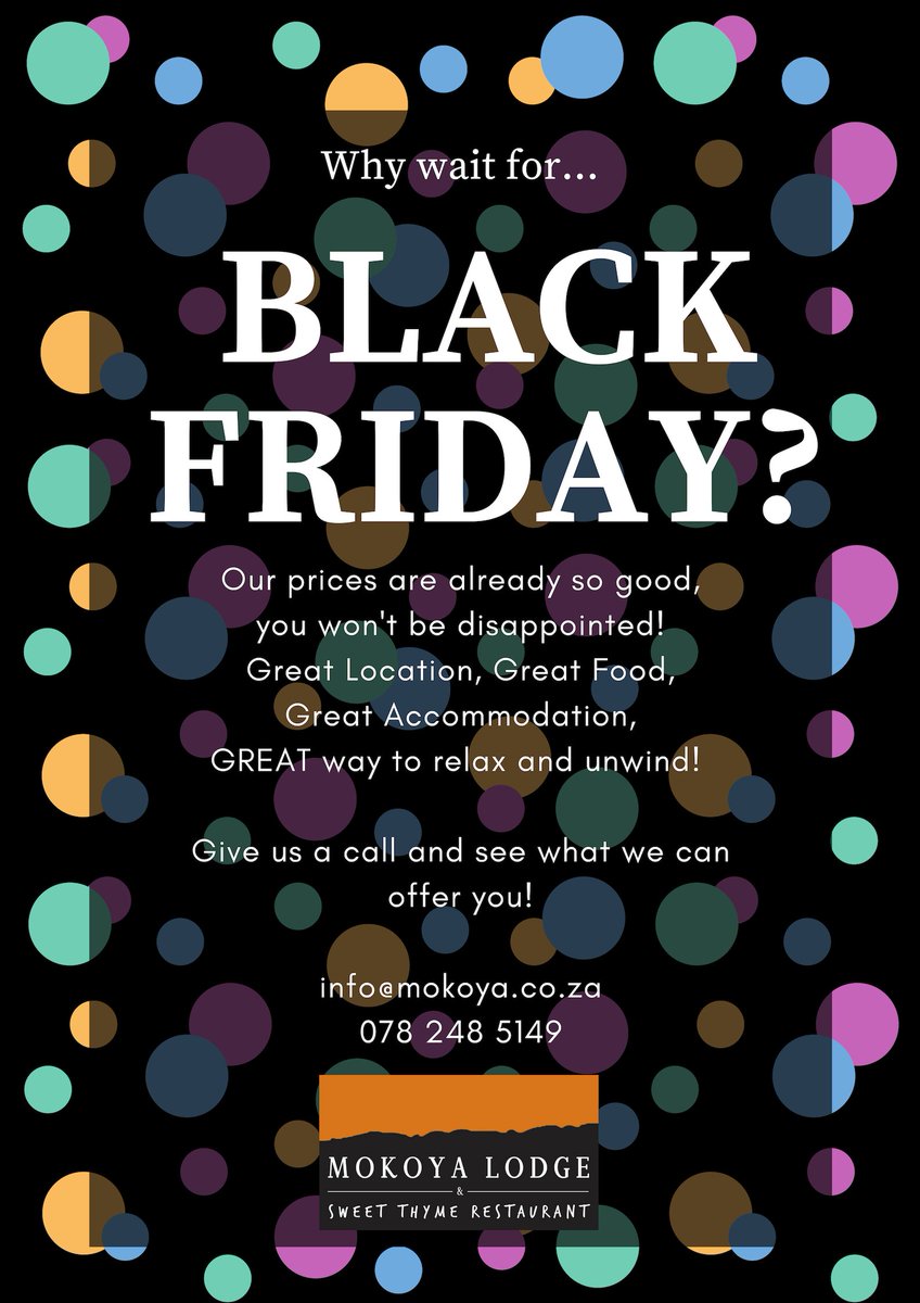 MokoyaLodge's tweet photo. Why wait... #BlackFriday #Mokoya https://t.co/gbBPrvu59a