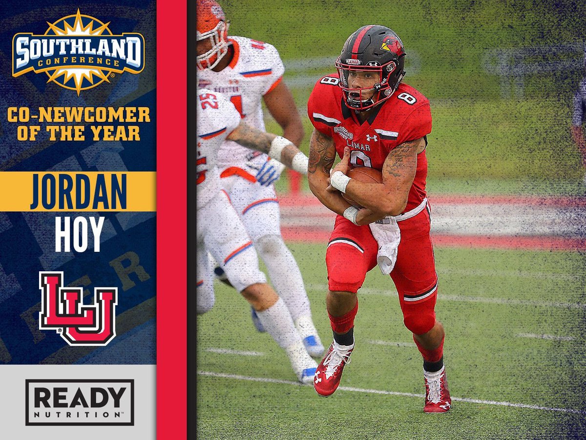 LamarFootball's tweet photo. Congrats to our very own Jordan Hoy on earning Newcomer of the Year in the Southland Conference! #TriangleTough https://t.co/tfyQ7Lrcg7
