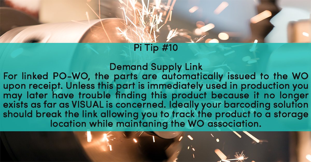 Pi Tip #10 for VISUAL ERP Users: Demand-Supply Link
#warehousing #warehousemanagement #barcodingwithpi #VISUALbarcoding #WMS #labeling #smartwarehousing #smartwarehouse #warehousemanagementsoftware #wms #supplychainmanagement #leansupplychain #logistics #inventorycontrol