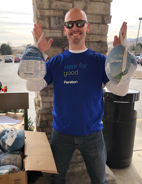 PeratonCorp's tweet photo. Last week, employees from our #ColoradoSprings office supported @Op_Homefront's Holiday Meal Distribution. Our team's work helped to distribute over 300 meals to military families in the region, just in time for #Thanksgiving. #PeratonLife https://t.co/HjGtd4F7y0