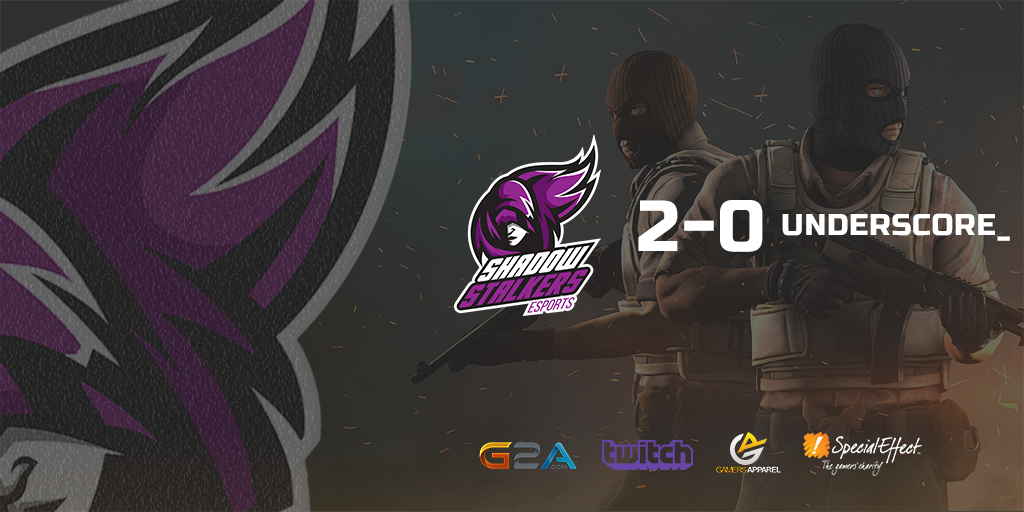 ShadowStalkers_'s tweet photo. [#CSGO]

Shadow Stalkers Bring a convincing 2-0 Win over 'UnderScore_' in the #ESL Open Winter 2018! 16-5 and 16-3 wins! 

This victory takes us into the Playoffs! https://t.co/RU3ip2hCsj