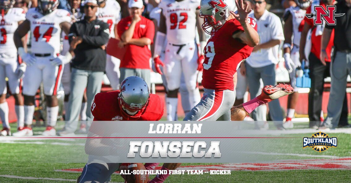 Nicholls_FB's tweet photo. Lorran Fonseca has kicked 3️⃣5️⃣ field goals in two years, including a school-record 56-yarder this season. #GeauxColonels #oNeway https://t.co/X3vYLCh9UO