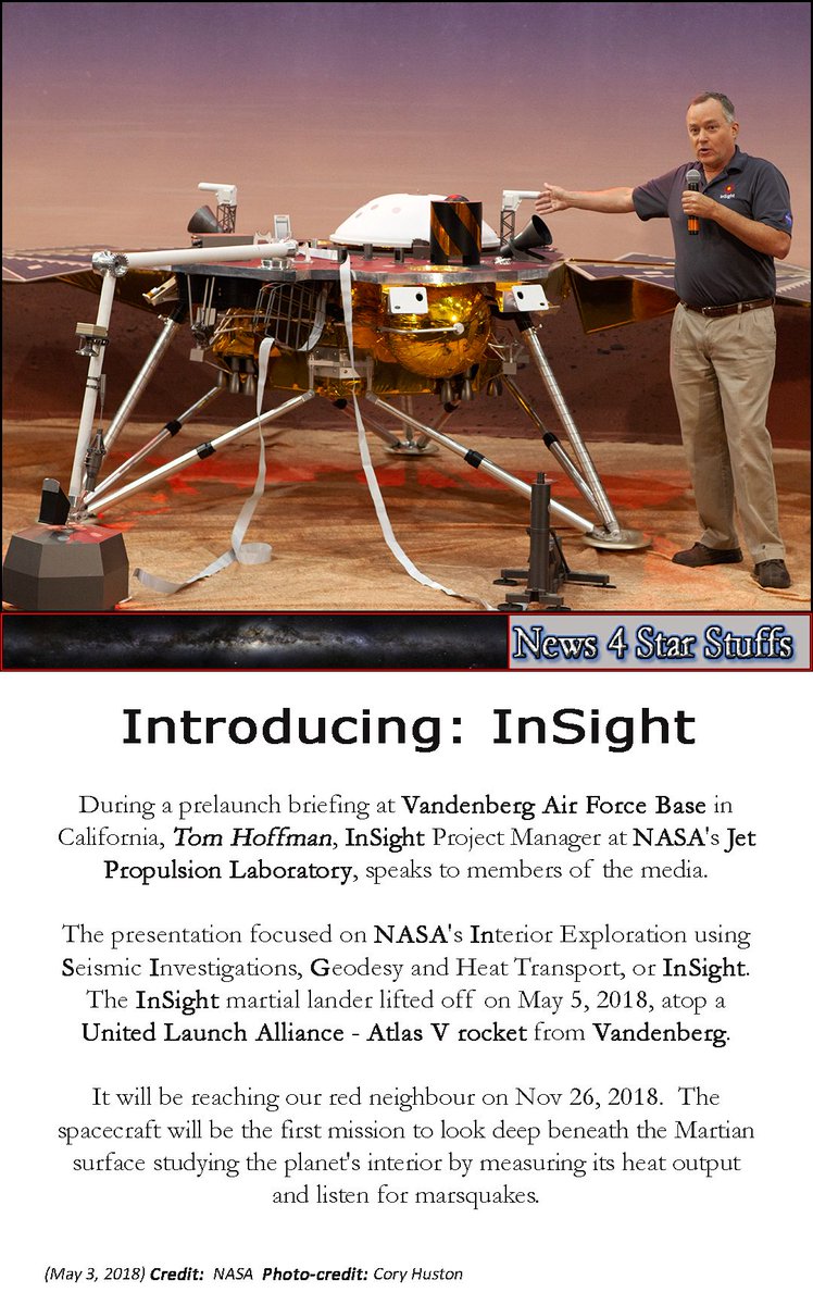 WhatsUpInSpace's tweet photo. TOUCHDOWN MINUS 6 DAYS ! ! !⠀
Introduction to the Media: Insight
Tom Hoffman, #InSight Project Manager at #NASA's #JPL, speaks to members of the media.
@NASAJPL #insightnasa #space #JPL #Astronomy #Spaceflight #Spacecraft #Astronomy #AtlasV #SpaceExploration #News4StarStuffs https://t.co/ubXksdxJSB