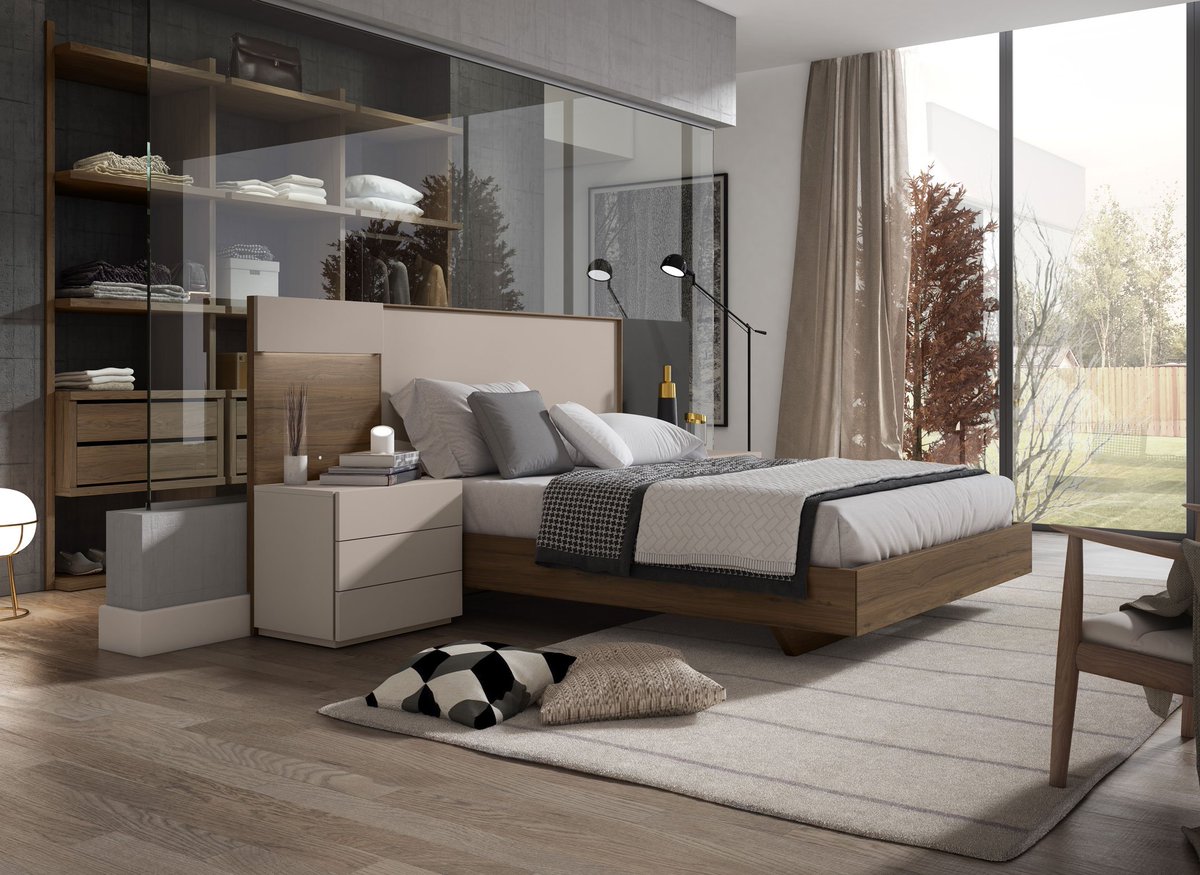 Jugando con la asimetría y las diferentes profundidades del #cabecero y las alas, esta propuesta de #dormitorio en colores Nómada, Humo y Petrol es elegante en su sobriedad.
Más propuestas en: ow.ly/6sAi50jKaFC