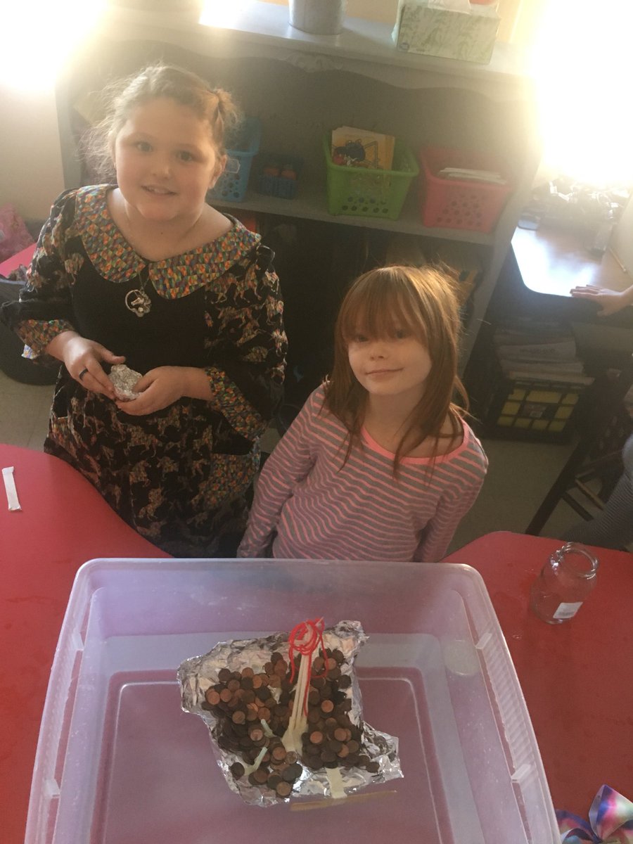 3rdBecker's tweet photo. These two won!  They were able to hold 300 pennies. #mcealwayslearning https://t.co/a2ysa7BTGX