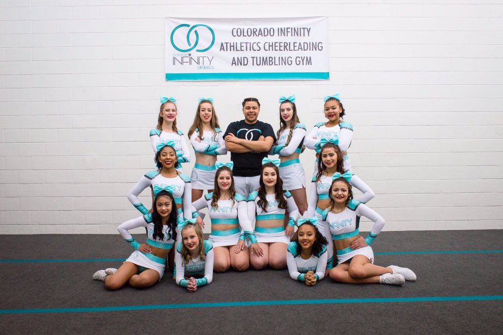 CoInfinityAth's tweet photo. Okkkayyyyy ETERNITY! Teal with the white and gray, all day we came to slay! #ColoradoInfinityAthletics #COCheer #SmallGyms #Cheer #Allstar https://t.co/UnFzzJnAZz