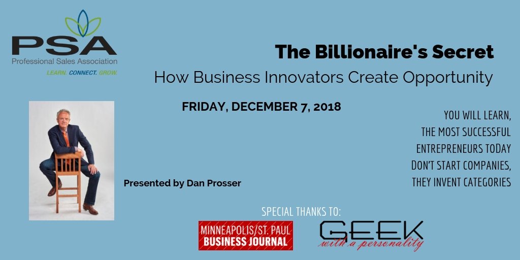 Join us December 7th for The Billionaire's Secret -- How Business Innovators Create Opportunity. For details: ow.ly/cfjv30mCHpB
