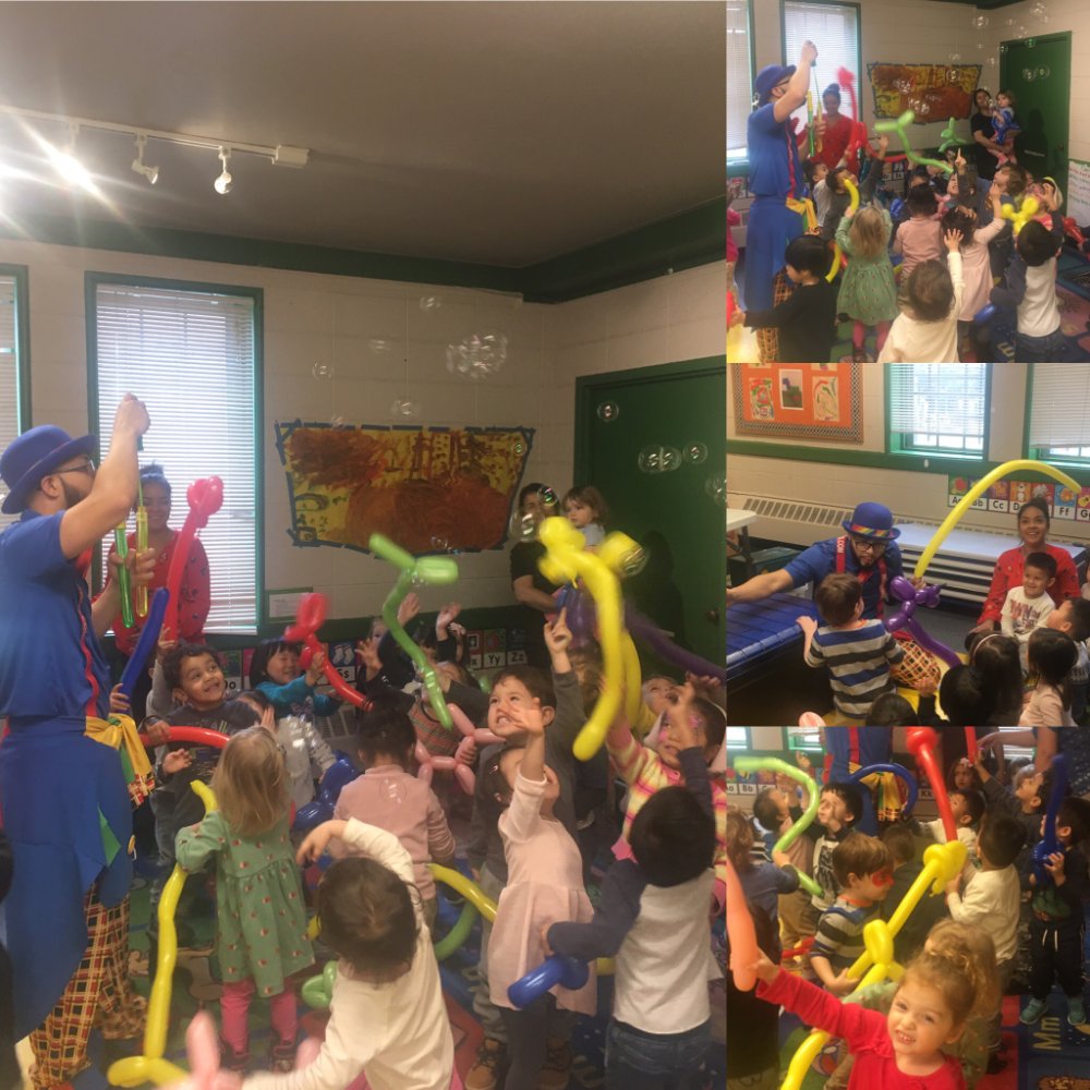 82SA's tweet image. 82nd Street’s Preschool Classrooms enjoying a Clown and Magician 🎩 🤡 visitor today! 🎈🎉 #Clowns #82ndStreetAcademics #balloons#bubbles #colors #preschool #Facepainting #JacksonHeights #Queens#Magician #dancing #Fun