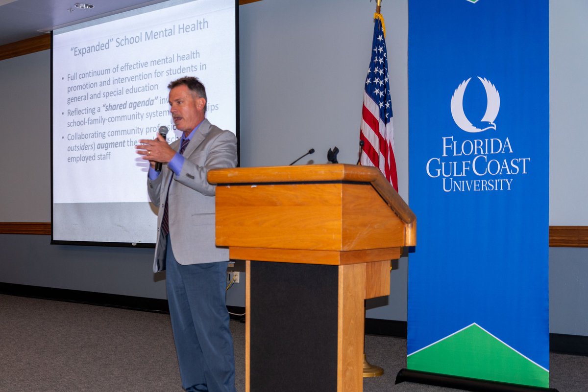 fgcu_coe's tweet photo. Over the weekend Dr. Kratt led the @fgcucoe in hosting the 8th Annual Children and Youth Mental Health Conference! This year's focus was expanded school mental health with keynote speaker Dr. Mark Weist.

#fgcu #fgcucoe #preparedtoinspire https://t.co/g3FVxeLHYY