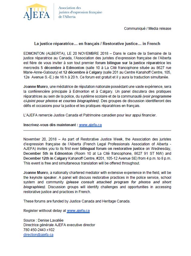 Ajefa On Twitter Communiqué Forum Justice Réparatrice 5