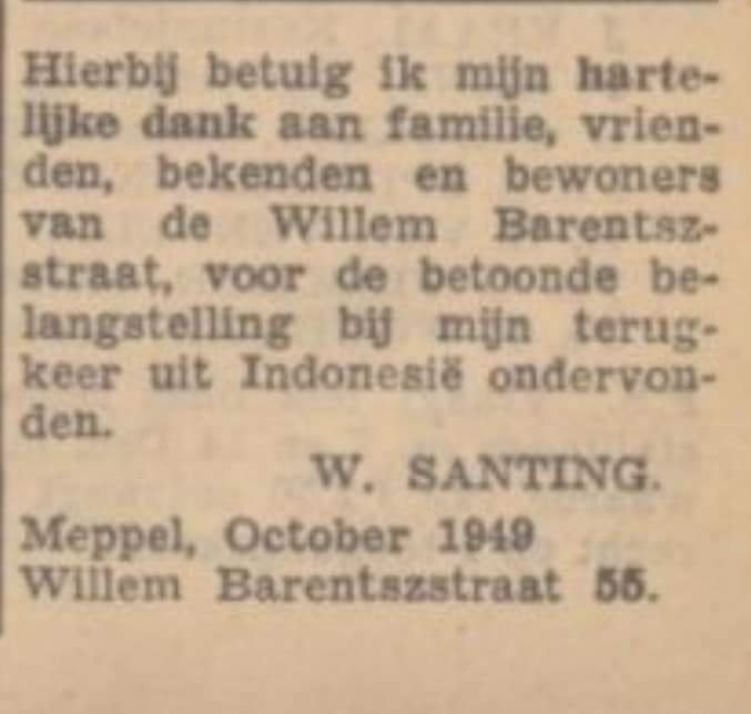 MeppelOud's tweet photo. W. Santing uit @GemeenteMeppel
bedankt onder andere bewoners van #WillemBarentszstraat #Meppel voor de belangstelling bij zijn terugkeer uit #Indonesië
We zijn op zoek naar familie van W. #Santing
@MeppelerCourant
26 oktober 1949
@indie_veteranen @Vi_Doorn @IndieVeteranen https://t.co/m0BgRZA0eS