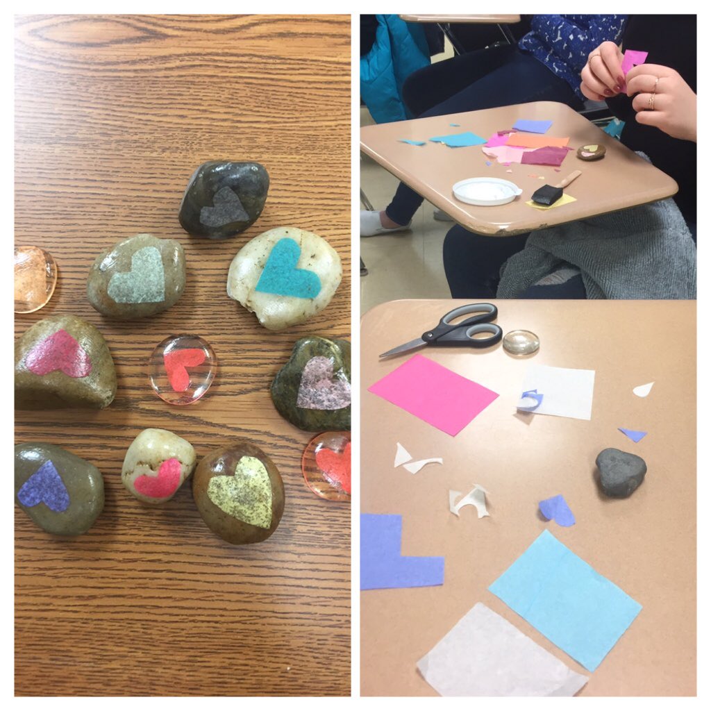 Created our very own gratitude stones today in total body fitness .... grateful for such great group of students #CLSEngaged #gratitude