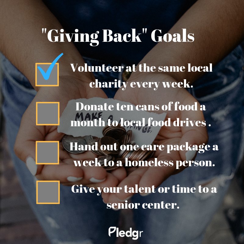 pledgr_'s tweet image. Pay it forward by using #pledgr. Here are some goal starters to give back to the community this holiday season! Start your goal journey here: pledgr.io.