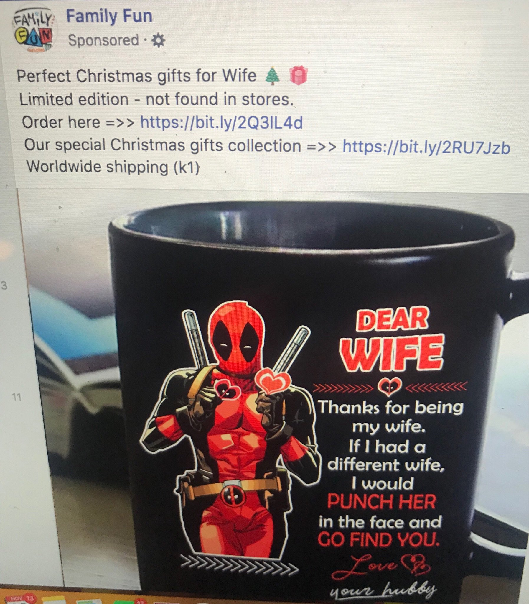 Deadpool dear wife mug 2025