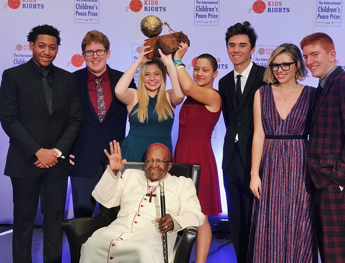 Thank you, @KidsRights, for awarding us with the 2018 International Children’s Peace Prize. This award is for everyone that has supported us, marched with us, and organized with us. This is only the beginning of our global movement. We love you. #ChildrensPeacePrize