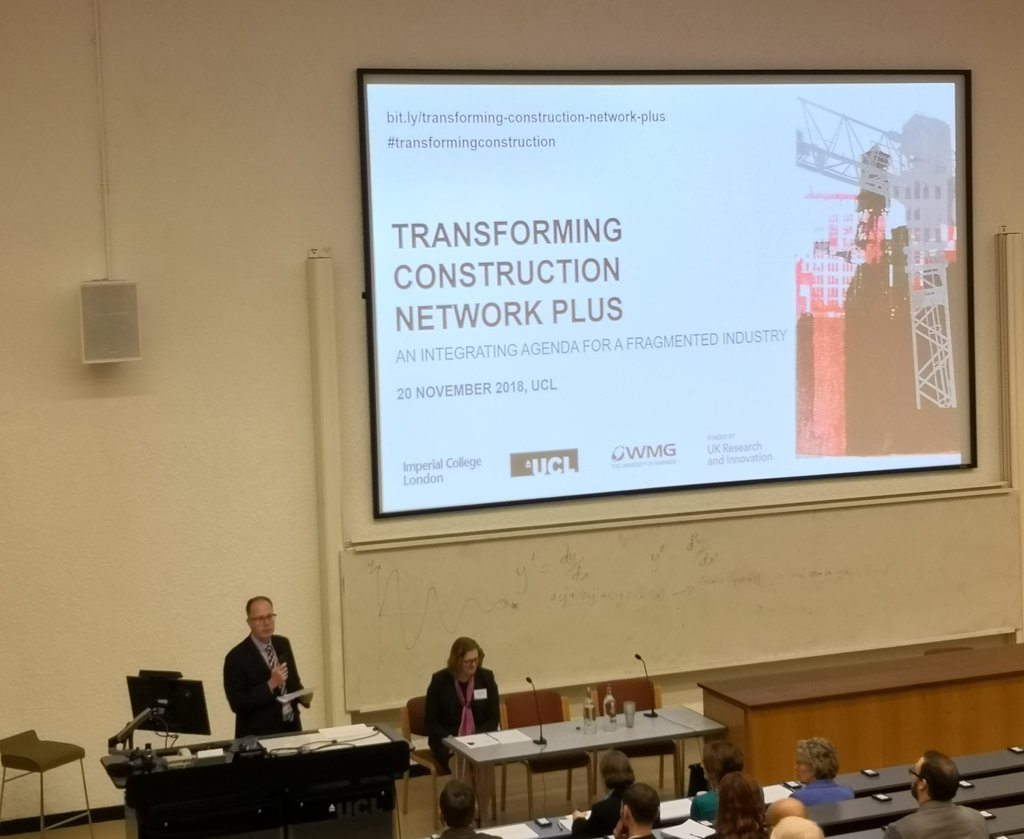 ConstructechLND's tweet image. Good event tonight @UCL_CPM. Will be interesting to see what connections the network creates and what the projects produce over the next two years. #TransformingConstruction