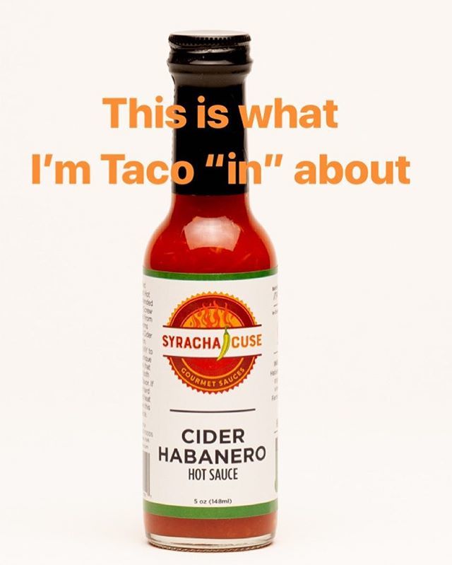 syrachacuse's tweet photo. Happy #tacotuesday everyone. Splash a little heat on your favorite taco with our Cider Habanero crafted from delicious Cider from @critzfarms #smallbatch #localheat #localflavor https://t.co/3HlrmZuTvO https://t.co/KIzs584P43