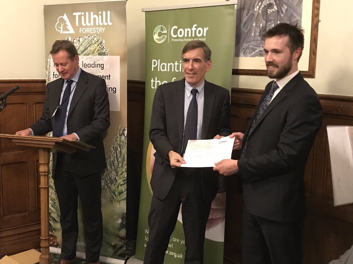 forestsandwood's tweet photo. Well done David Pelly @TilhillForestry who travelled down from Scotland to take joint 3rd place in Confor’s #TheFutureIsForestry writing prize. His constituency MP @cajardineMP was there to celebrate his success @UKParliament @DavidRutley @StuGood3 https://t.co/XKApWadRko