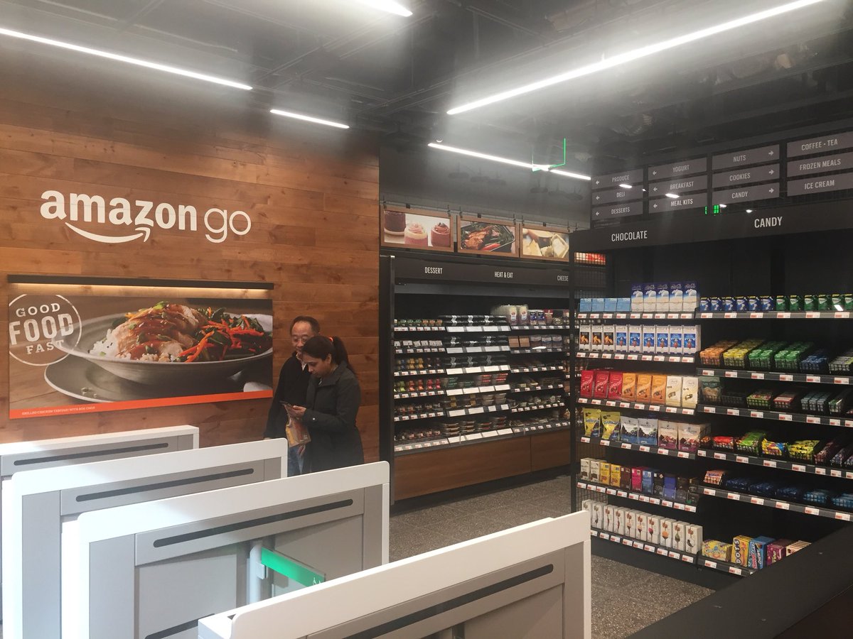 PascosPerspctve's tweet photo. Out here checking out the Amazon Go Store here in San Francisco!
Easy set up with the app and good selection of food! They’re also playing @smashmouth on the speakers 😏
#Amazon #AmazonHQ2 #AmazonGoStore https://t.co/E24ZqzWonD