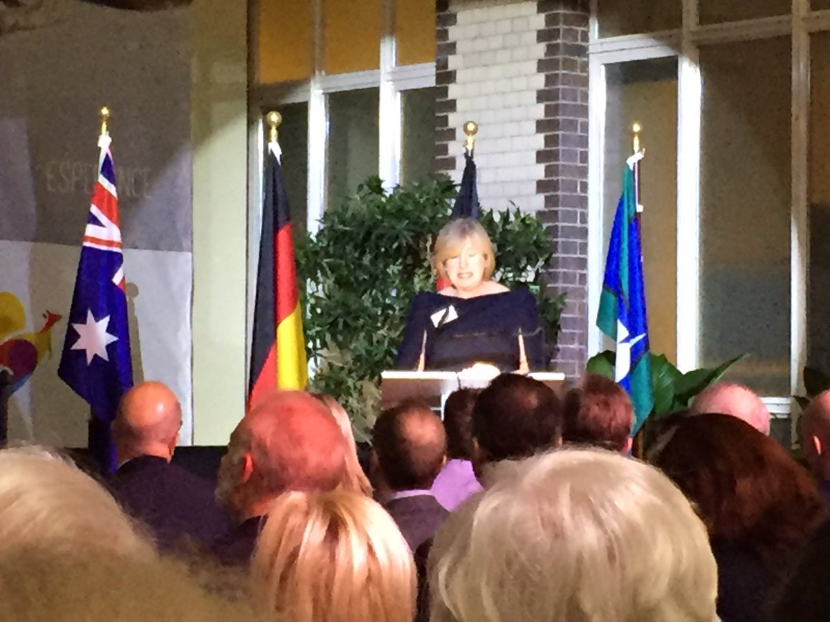 shelagh_sw's tweet photo. Delighted to represent QUT at launch of Australian German Research Network at Australian Embassy, Berlin tonight. Great initiative. QUT joined with KIT in poster exhibition. @DVCID @MargaretSheil @qutnews @qutlibrary  @qutromaine Australian Ambassador Lynette Wood https://t.co/U1zUAEMgKp