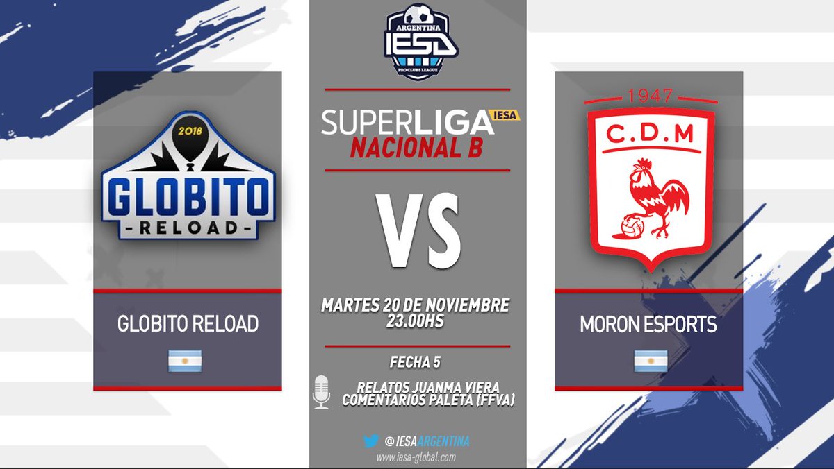 IESAFIFAar's tweet photo. #IESATV 📺 #PS4 🎮 | ¡Sigue la liga más competitiva de Club Pro!

Por la Fecha 5 de #IESANacionalB se enfrentan:
🆚 @globito_reload vs @depmoronoficial (@CDMoroneSports)

🕦 23:00hs 
🎙 @JuanmaViera27 @FFVA 

▶ https://t.co/e1Bn5qMNgF https://t.co/RDEFyxnMuO