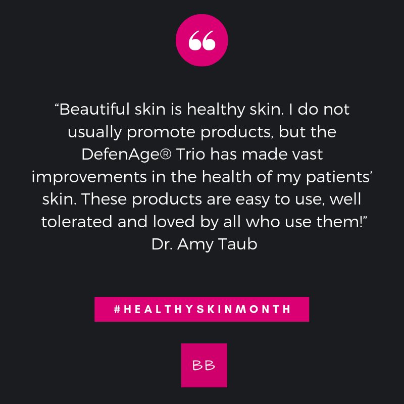 For #NationalHealthySkinMonth we asked some experts for their top #skintips. From #Dermatologist Dr. Amy Taub #Lincolnshire, IL of <a href="/advocatehealth/">Advocate Health Care</a>​. She loves <a href="/DefenAge/">DefenAge</a>​! #bestskinever