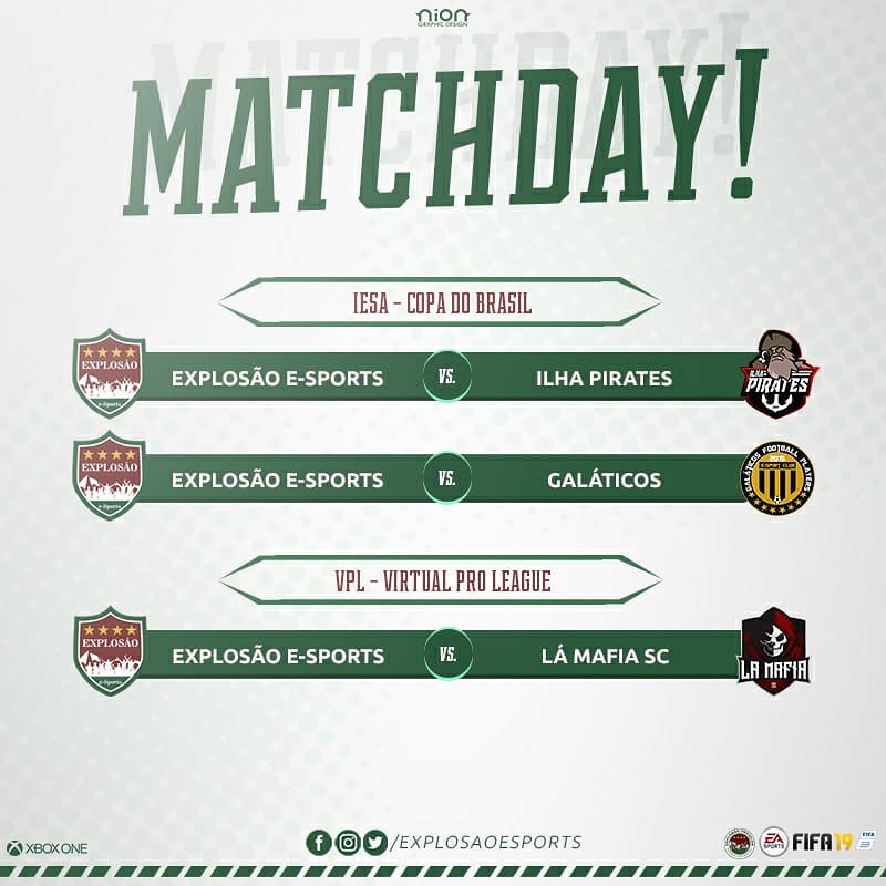 Explosão E-Sports (@explosaoesports) on Twitter photo Hoje a equipe do Explosão entra em campo pelos campeonatos da <a href="/IESABrasil/">IESA BRASIL</a> e da <a href="/VPLBrazil/">VPL Brazil</a>
As partidas da IESA serão transmitidas ao vivo a partir das 22:20 em nossa página do Facebook.
A partida da Vpl será transmitida ao vivo as 23:50 na página do Facebook da @Insonia_Game. Hoje a equipe do Explosão entra em campo pelos campeonatos da <a href="/IESABrasil/">IESA BRASIL</a> e da <a href="/VPLBrazil/">VPL Brazil</a>
As partidas da IESA serão transmitidas ao vivo a partir das 22:20 em nossa página do Facebook.
A partida da Vpl será transmitida ao vivo as 23:50 na página do Facebook da @Insonia_Game.