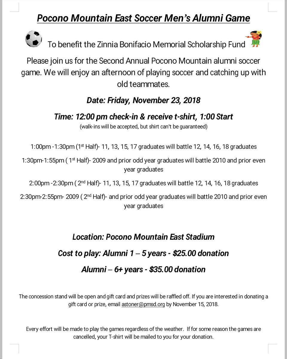 The 2nd Annual Zinnia Bonifacio Memorial Alumni game in coming up on Friday. Don't forget to sign up or come out and support! If it is too cold outside, we will most likely be inside. See everyone then!