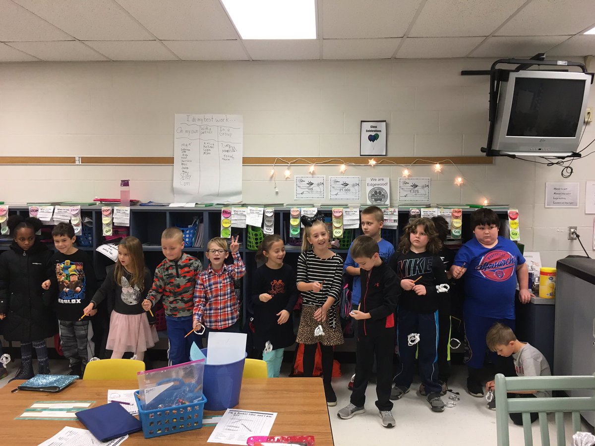 tkbrande's tweet photo. Too cold outside, no batteries needed. Second Graders share old-fashioned games they made. Edgewood_ES https://t.co/ABtOZXxUDG