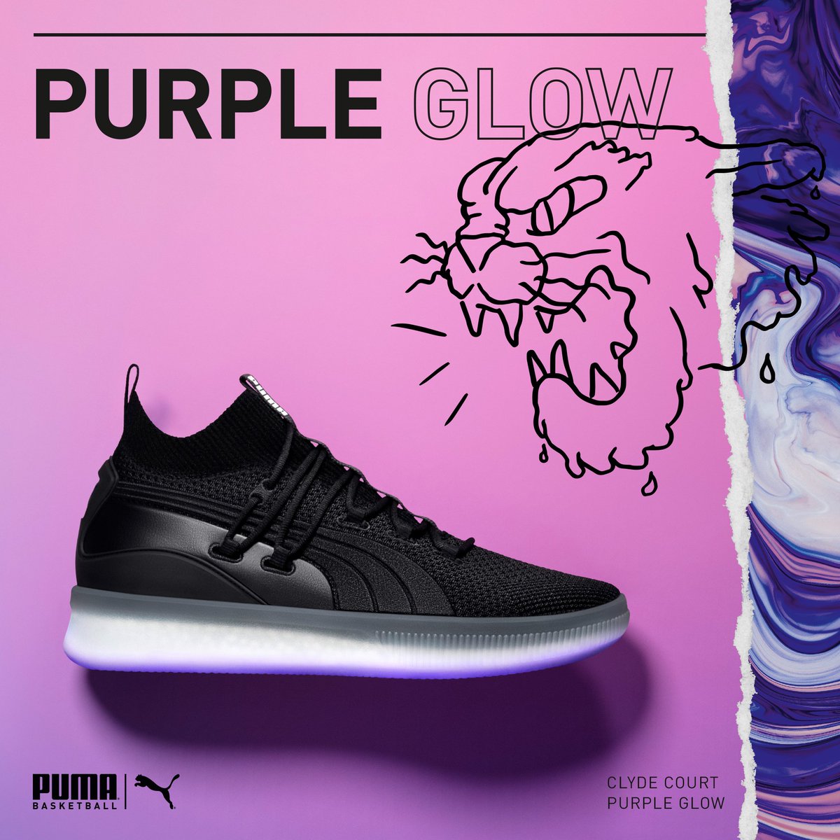 puma hoops purple glow