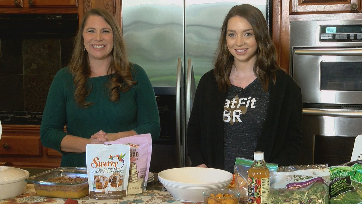 AllisonWAFB's tweet photo. WATCH THIS #GetFitRedStick interview>> https://t.co/FUjkcxXtDb before going to the grocery store @ochsnereatfit BR gives how-to make healthy recipes: SWEET POTATO CASSEROLE with no added sugar and a FALL SALAD WITH PUMPKIN GODDESS DRESSING >> https://t.co/L8IT71TxP0 @WAFB https://t.co/We5Z8TUQDM