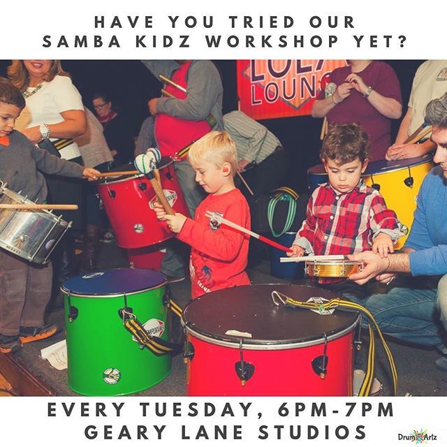 drumartz's tweet photo. IT’S #SAMBAKIDZ WORKSHOP DAY!
•
• 
Tonight, from 6pm-7pm, we continue our workshop series @GearyLane Studios. Our kids are having so much fun. We only have a few more sessions before the end of the year so get in on the fun while you still can!
•
• 
… https://t.co/eYthGKzB0t https://t.co/YP0PfwvSb5