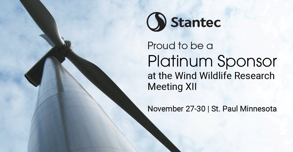 We are proud to be a Platinum Sponsor for the NWCC 12th Anniversary Wind Wildlife Research Meeting coming up next week in St. Paul, Minnesota. <a href="/Stantec/">Stantec</a>