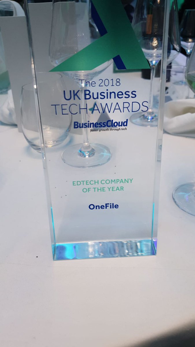 Congrats to all the finalists at tonight's #UKBizTechAwards - we're honoured to bring this home to Manchester. #OneFile #ForEveryoneEverywhere