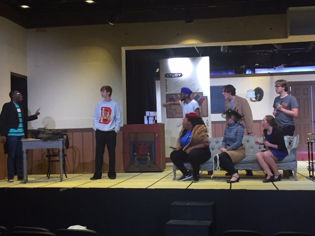 PPPTheatre's tweet photo. Clue: On Stage is coming together! The cast and crew are getting one last rehearsal in before Thanksgiving break. Have a wonderful holiday! @SCSK12Unified @GHSRedDevils #scsis901 #getCLUEdin https://t.co/mmabPuWD9q