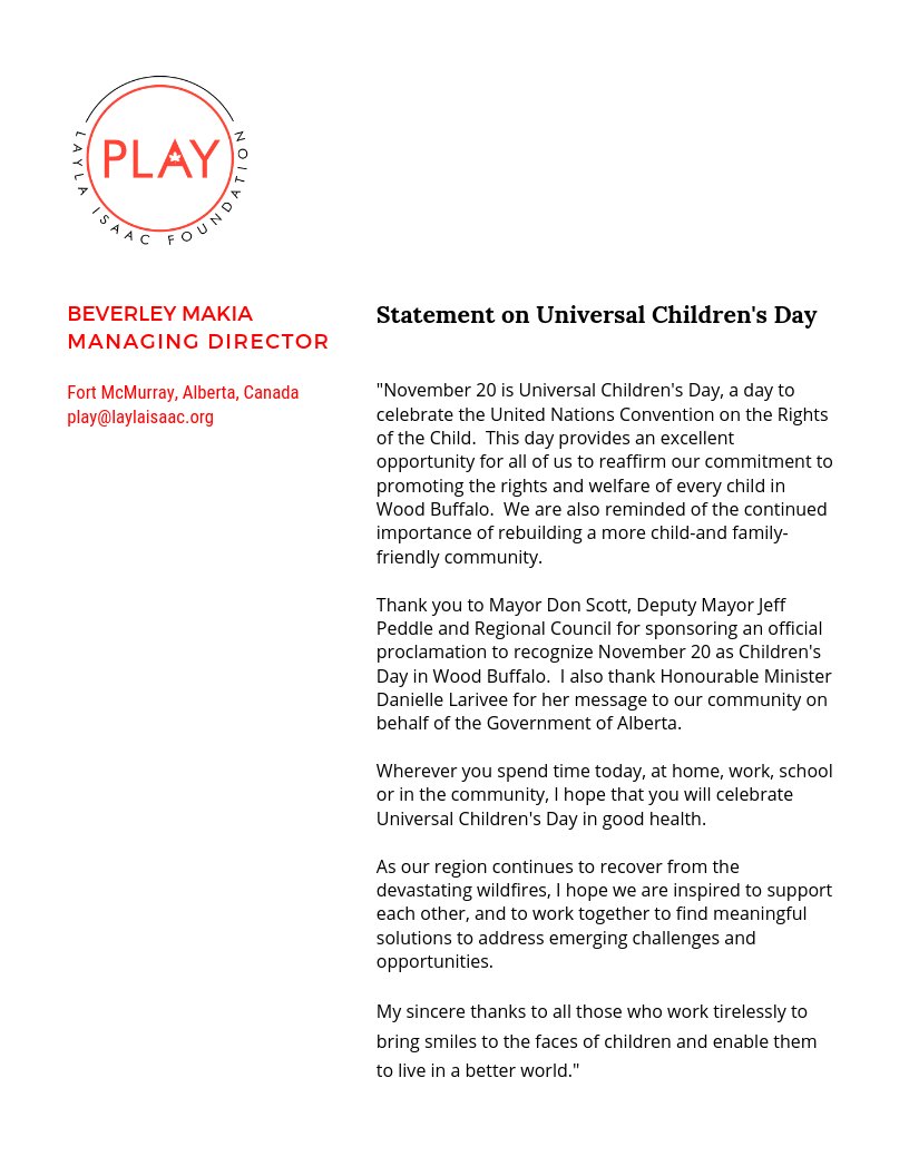 layla_isaac's tweet photo. "My sincere thanks to all those who work tirelessly to bring smiles to the faces of children and enable them to live in a better world."
Statement by our Managing Director @BeverleyMakia on the ocassion of #UniversalChildrensDay  #NationalChildDay in #ymm #rmwb. https://t.co/LPgzKmHtfI