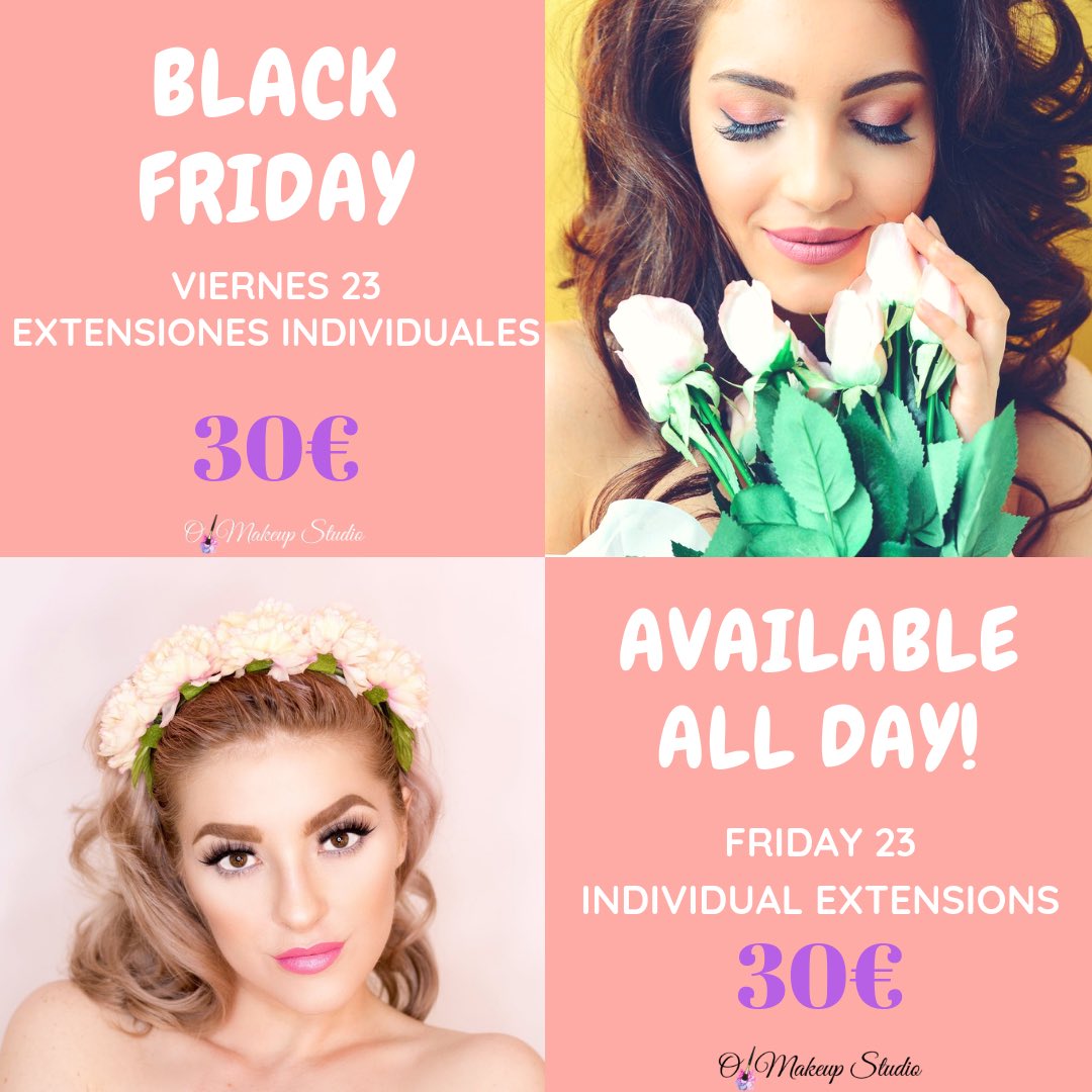 omakeupstudio's tweet photo. Ey!!! Que ya está aquí #blackfriday 👏🏻🎁 Solo 30€ la primera puesta de pestañas individuales durante todo el día de mañana!‼️Hey! That is already here #blackfriday 👏🏻🎁 Only €30 the first set of individual extensions during Friday!! #marbella #marbs https://t.co/wMSHpTTEZb
