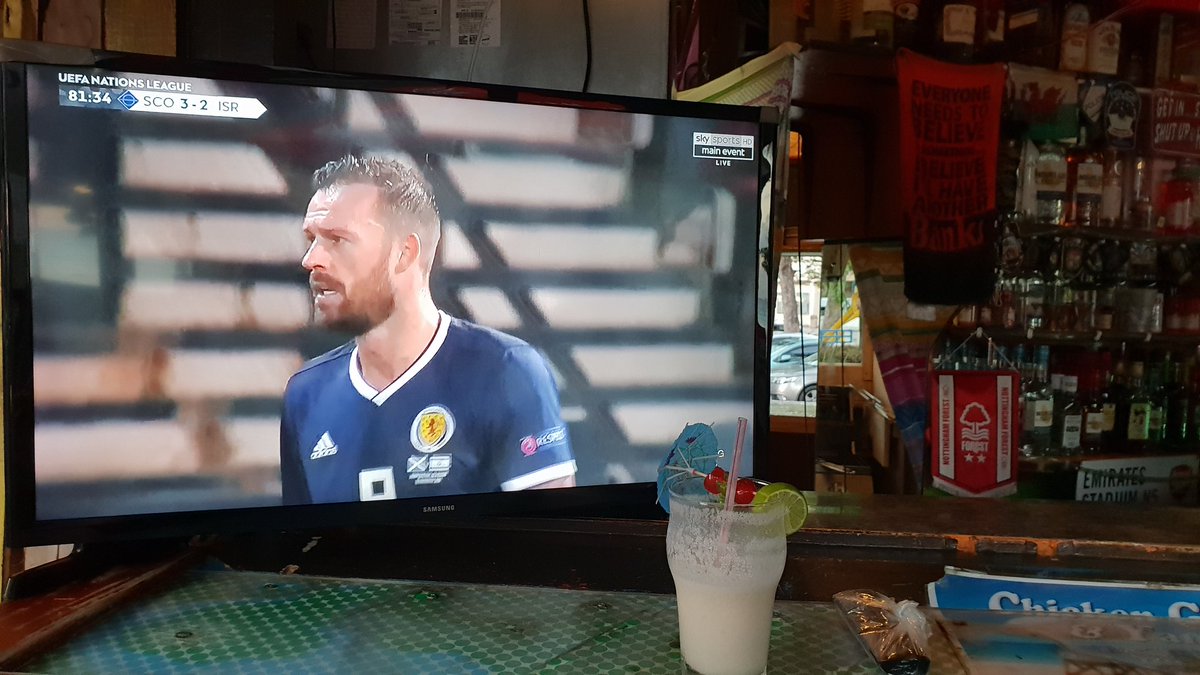DonnyMurray's tweet photo. Pina Colada watching a Scotland win in #ChickenGeorge Beach bar #Barbados2018 https://t.co/BPueUET8Ce