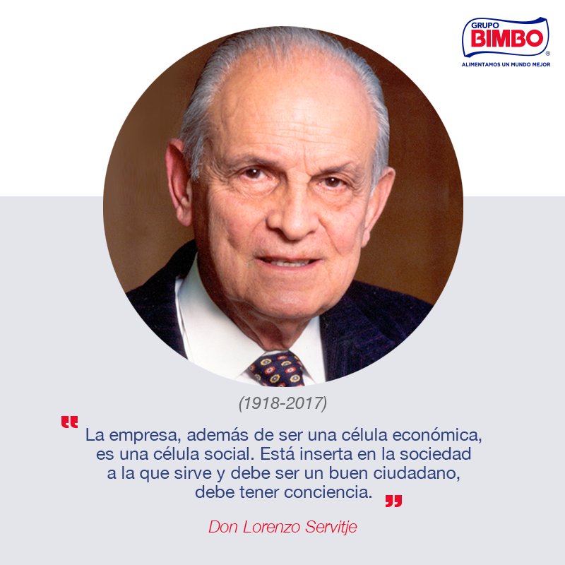 Grupo_Bimbo's tweet photo. A cien años de su nacimiento recordamos a Don Lorenzo Servitje (1918-2017), fundador de Grupo Bimbo, cuyo legado nos inspira día con día. https://t.co/46RZguNriu